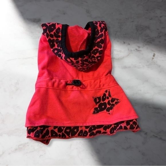 NWOT Leopard Print Ruffle Small Dog Dress  In Pink/Black Size XS - Picture 1 of 6